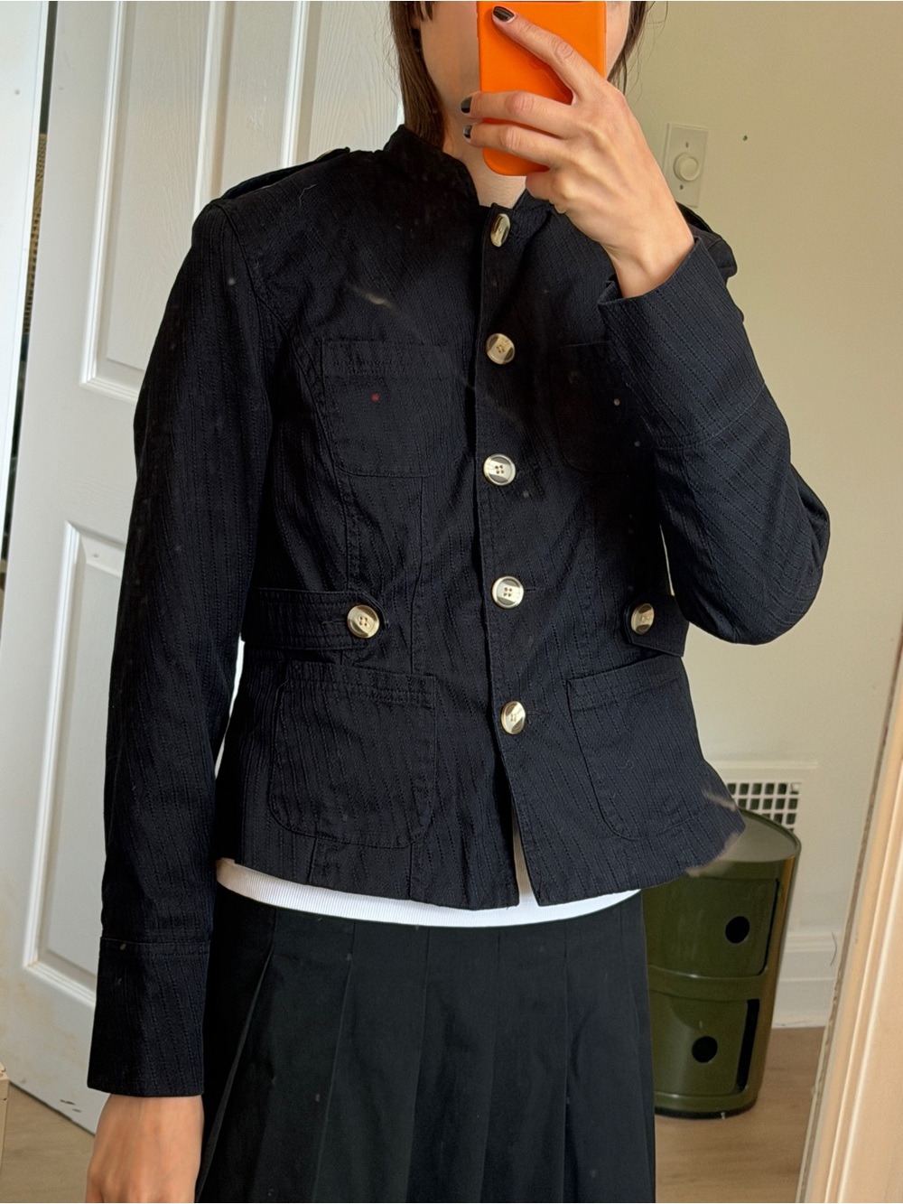 Y2K Tailored Black Military-Button Women's Blazer